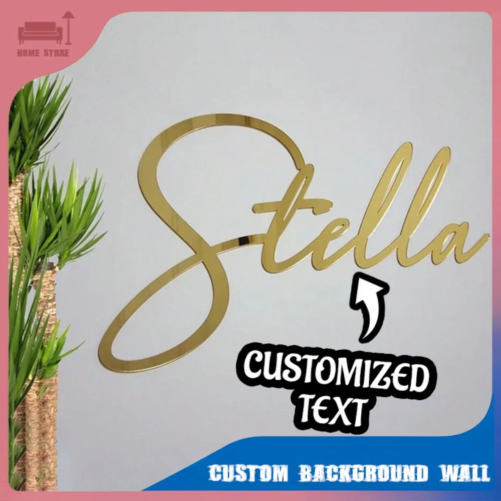 

Custom Mirror Acrylic Name Sign Personalized Wall Decor Wedding Birthday Baptism Party Gold Silver Letter Plaque Shop Display