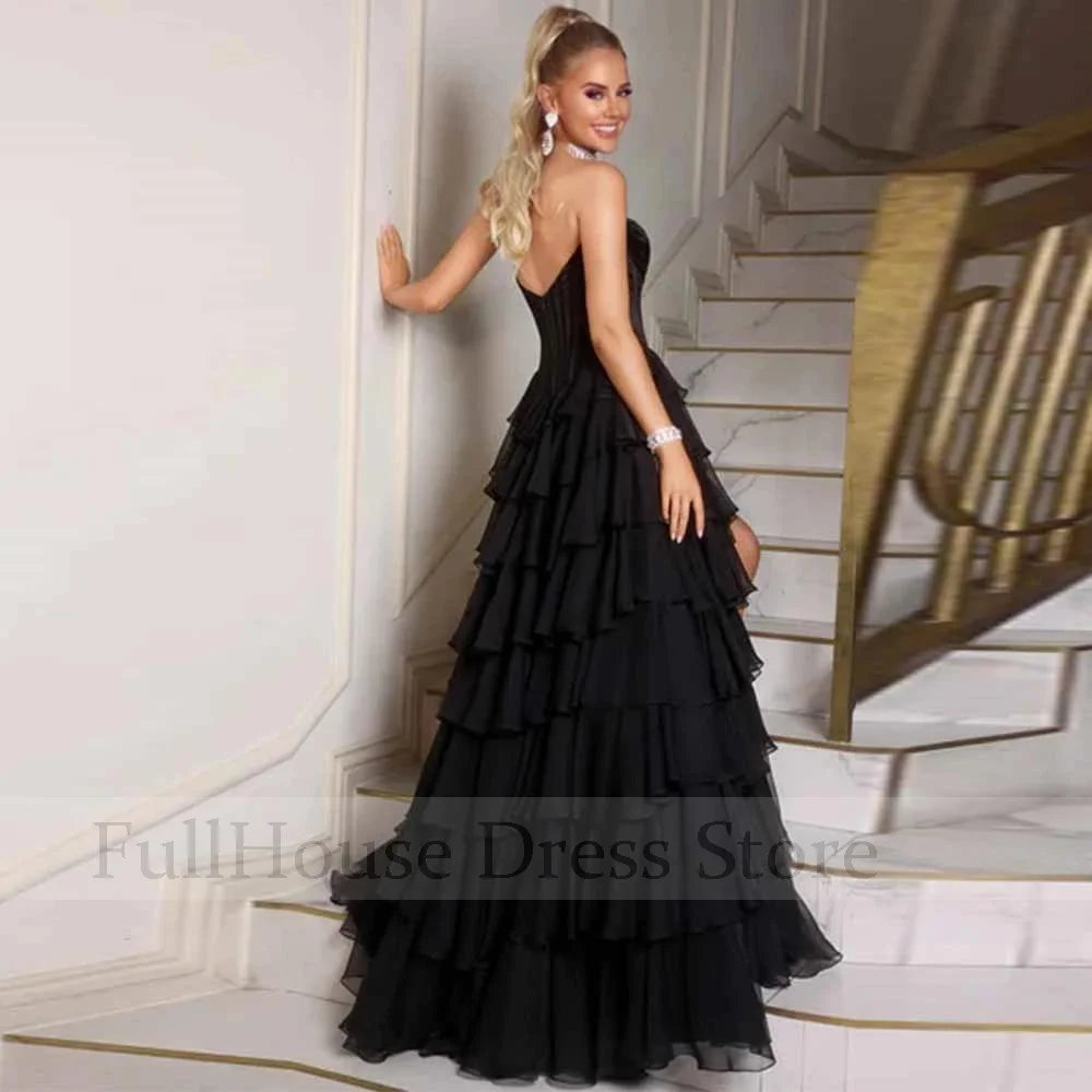 Ocasião sob medida encantador decote em coração tule a linha vestido de noite fenda lateral miçangas babados vestido de festa com trem