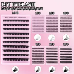 MIAOJIE 200pcs 30D Cluster False Eyelashes Set, DIY Eyelash Extensions, 0.05mm Thickness, D Curl, Mixed Lengths 8-16mm