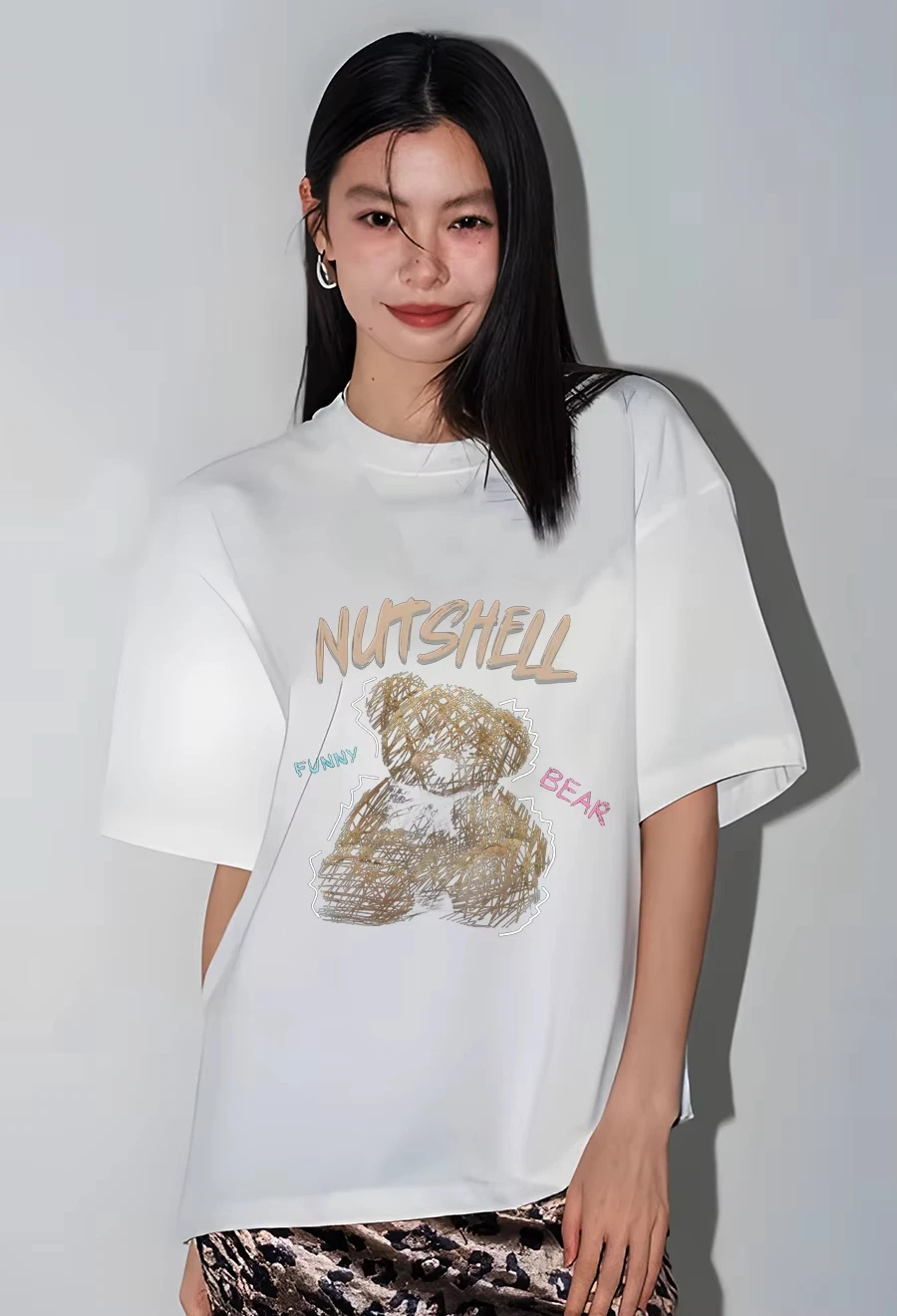 

2025: корейская и японская футболка Harajuku Y2K, большие размеры, уличная женская футболка с принтом медведя, мужская и женская футболка с короткими рукавами