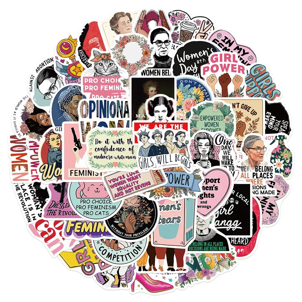 50PCS Feminist RBG Girl Power Stickers Inspirational Women's Rights English DIY Decorative Laptop Waterproof Stickers Kids Toy