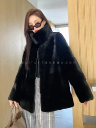 HDHOHR 2025 New Natural Mink Fur Coats Women Real Mink Fur Coats Outwear Park With Fur High Quality Female Warm Winter Jacket
