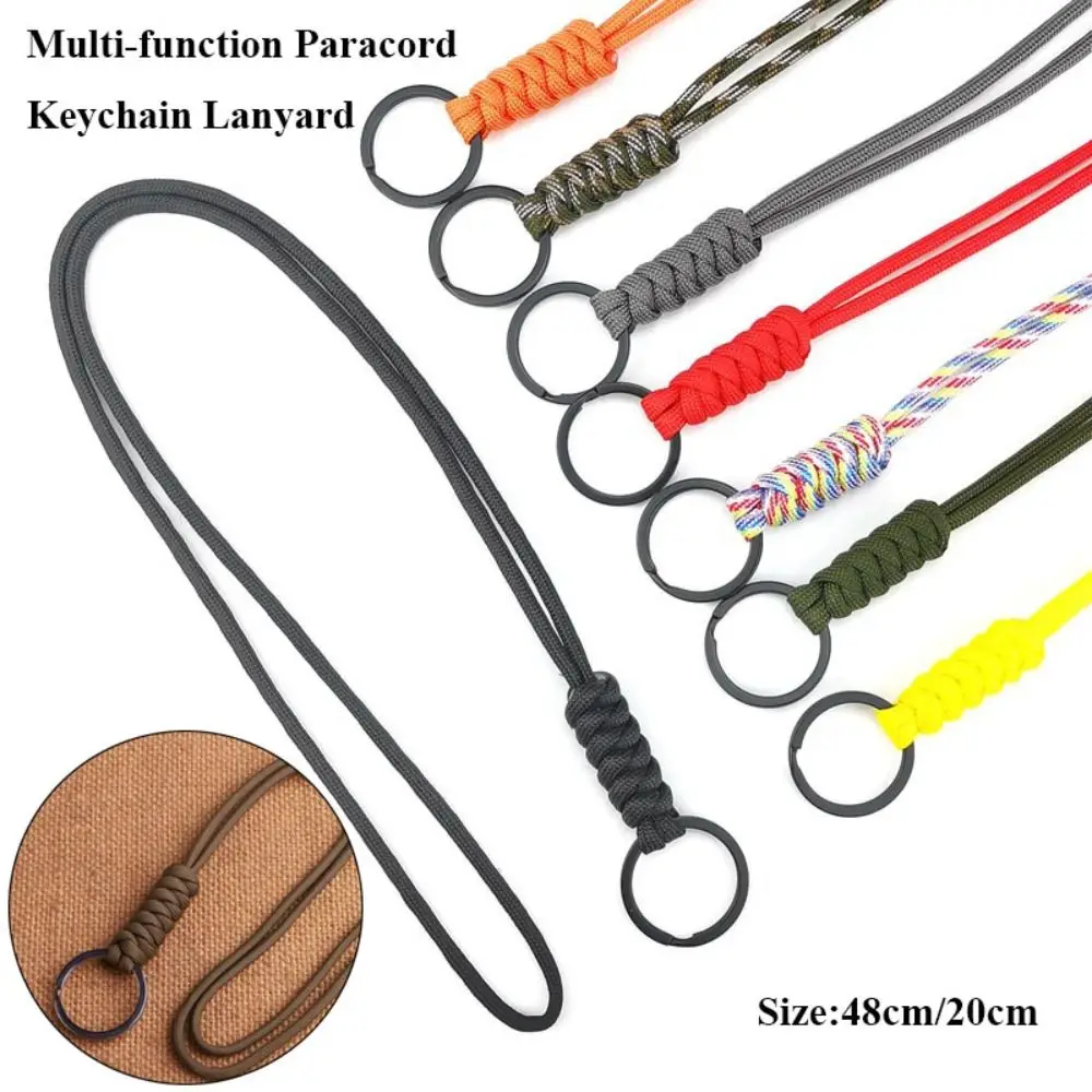 48cm/20cm Paracord Keychain Lanyard High Quality 20 Styles Multi-function Round Buckle Neck Hanging Rope Outdoor Tool