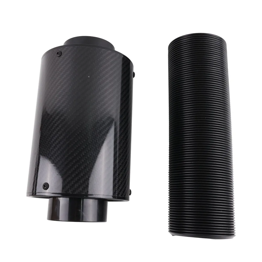 hot sale Universal Car 3 Inch Carbon Fibre Cold Air Filter Feed Enclosed Intake Induction Pipe Hose Kit