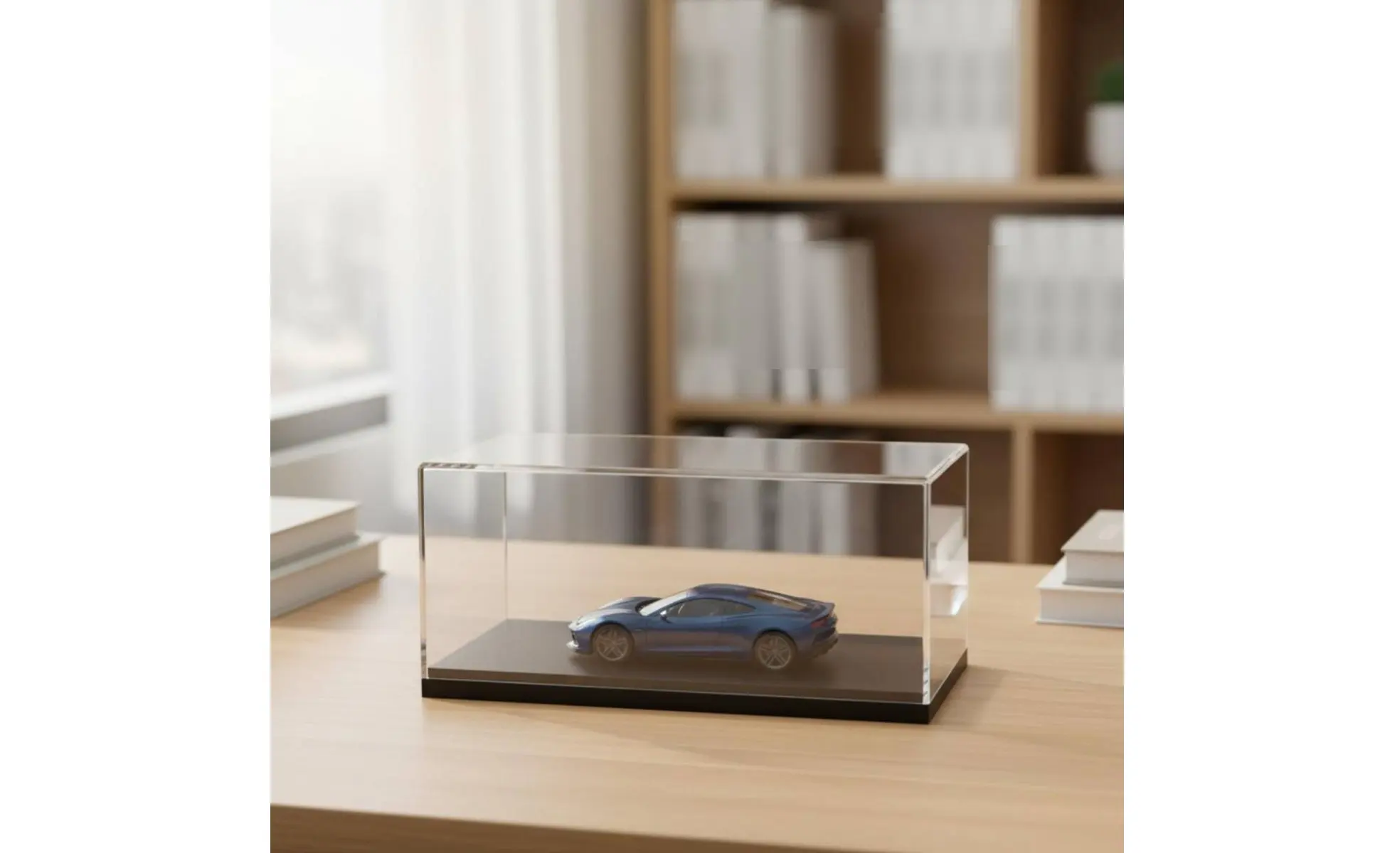 1:43 Car Display Case Dustproof Model Car Display Case Transparent Model Box Clear View Single Piece-Piece Molded for Desk