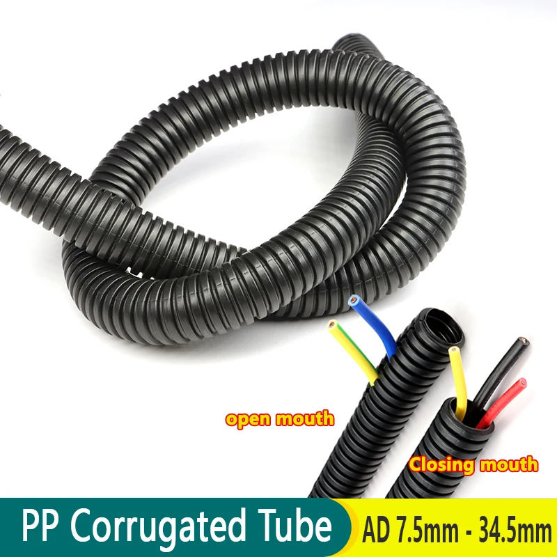 1/2/5/10 PP Corrugated Wire Split Loom Tube AD 7.5/10/11.6/13/28.5/34.5mm Cable Harness Threading Sleeves Cable Organizer
