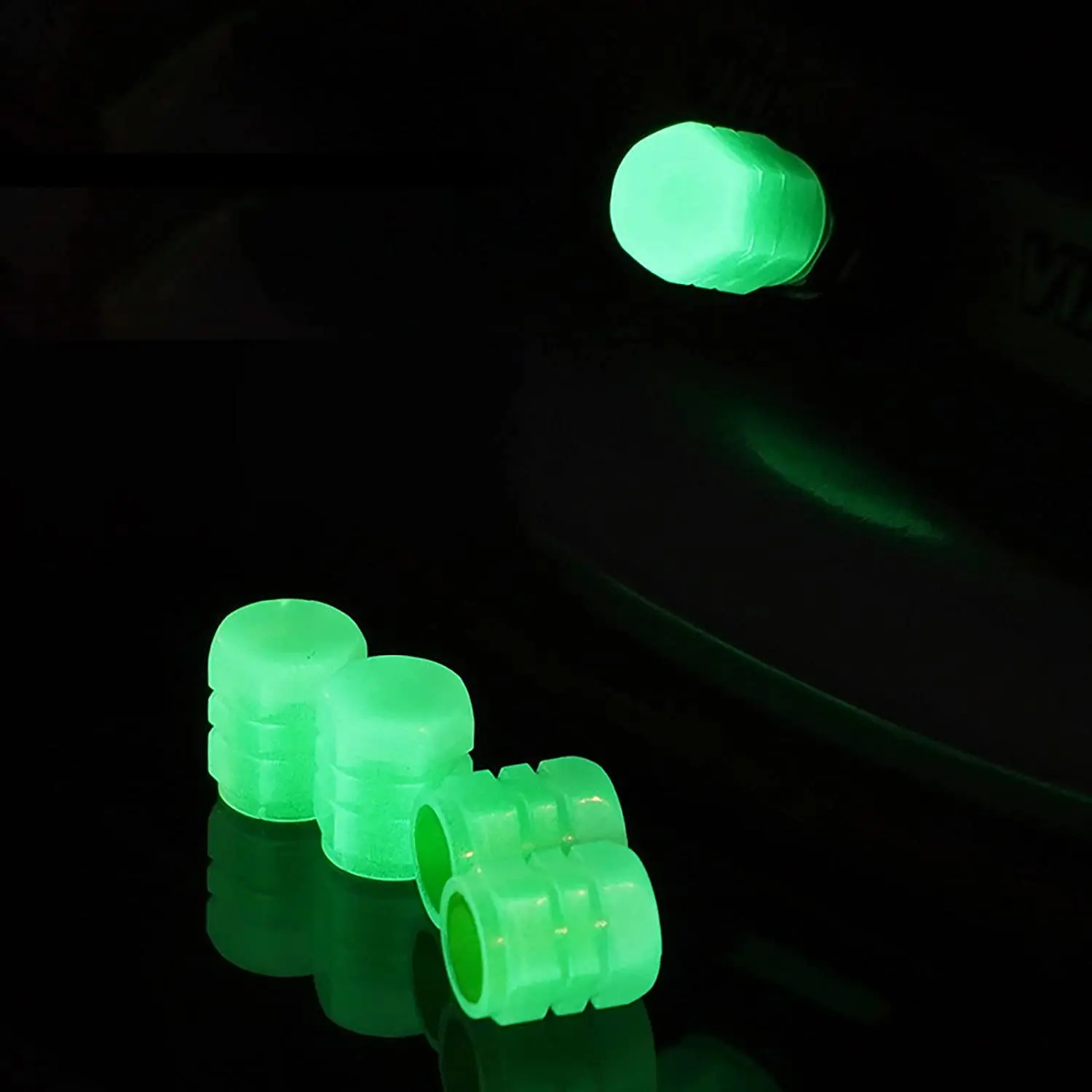 Universal Luminous Tire Valve Caps Car Wheel Hub Glowing Dust-proof Decorative Tyre Rim Stem Covers Applicable Motorcycle Bike