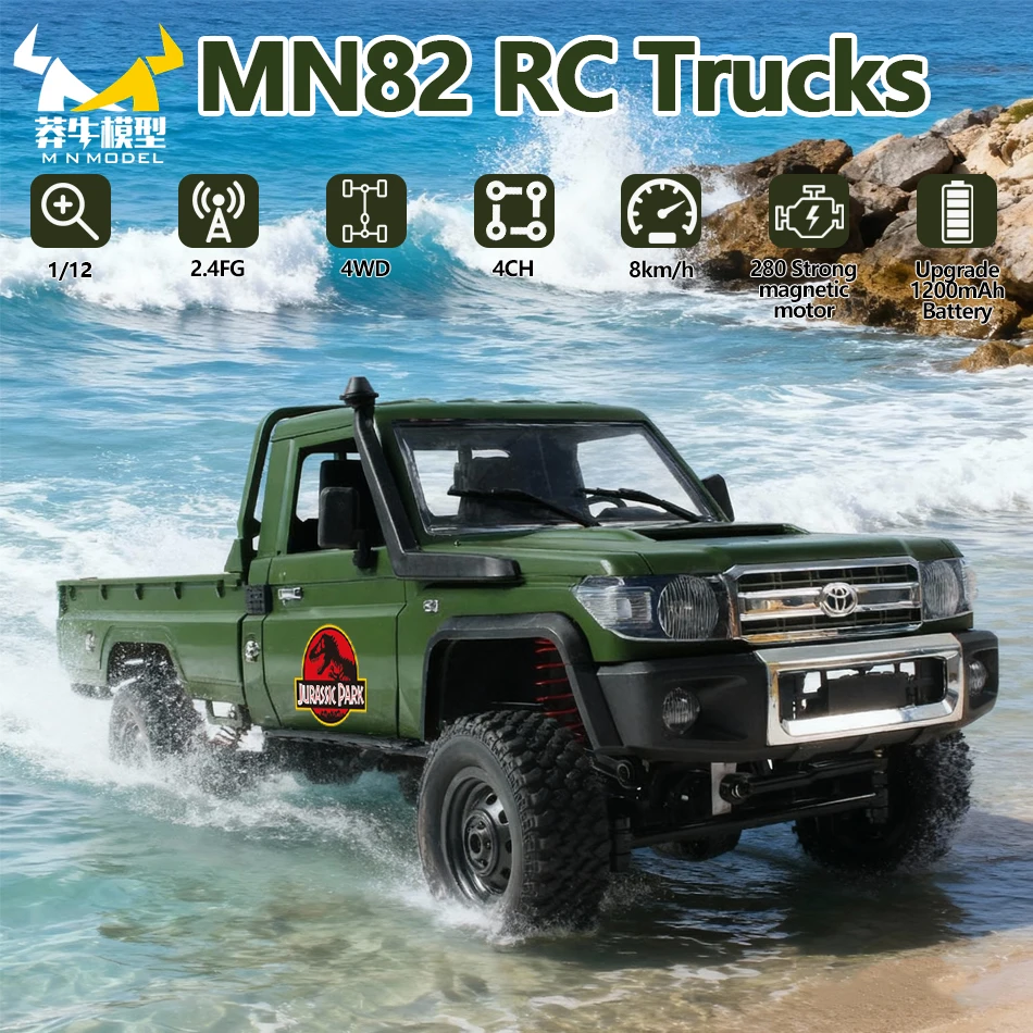 MN MODELLO RC 1:12 4WD Dinosauro Diving Car Arrampicata Fuoristrada Wading Veicolo Rock Crawler Pala Cassetta degli attrezzi Camion Giocattolo per regalo per adulti