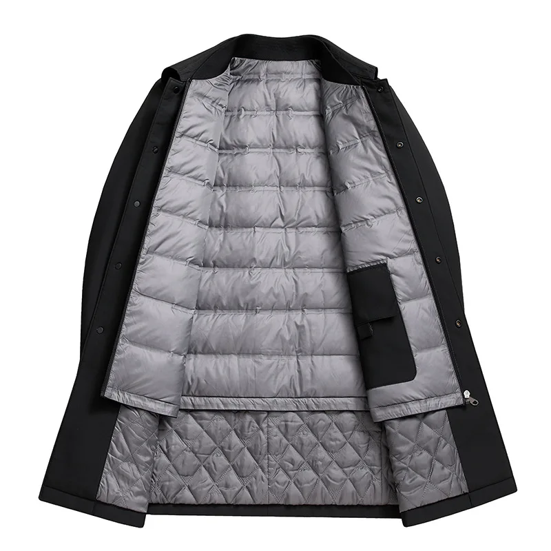 Zipper Parkas Solid Men Long Sleeve Parka Windbreaker Cardigan Covered Button Pockets Outerwear Turn Down Collar Casual 2025
