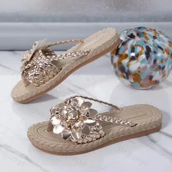 Fashion Bohemian Sandals Women Shoes Summer Flower Flat Shoes Luxury Sandals Women Designers Outdoor Sports Beach Shoes 2024