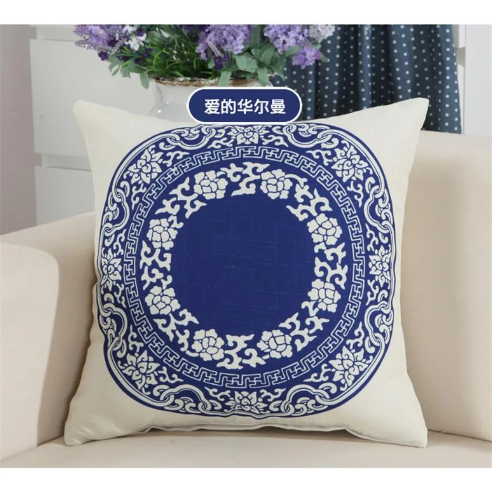 CIFBUY Chinese Classical Blue and White Porcelain Cushion Cover Decorative Throw Pillow Case for Sofa Car Home Textiles