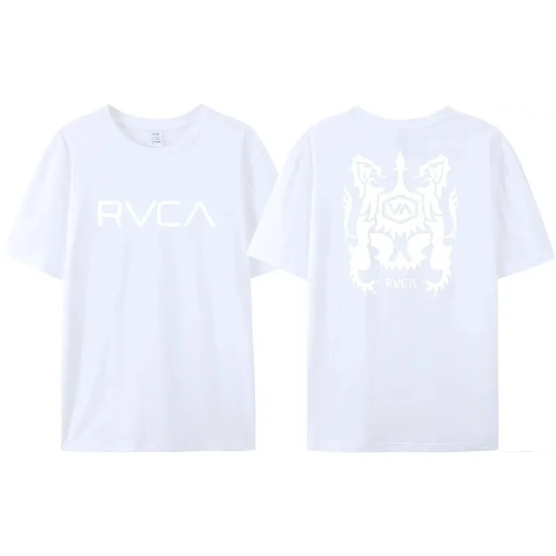 RVCA T Shirt Men Women Black Tee Summer Cotton Tshirt Oversized Short Sleeve Fashion Design Brand T-shirt Top Streetwear Clothes