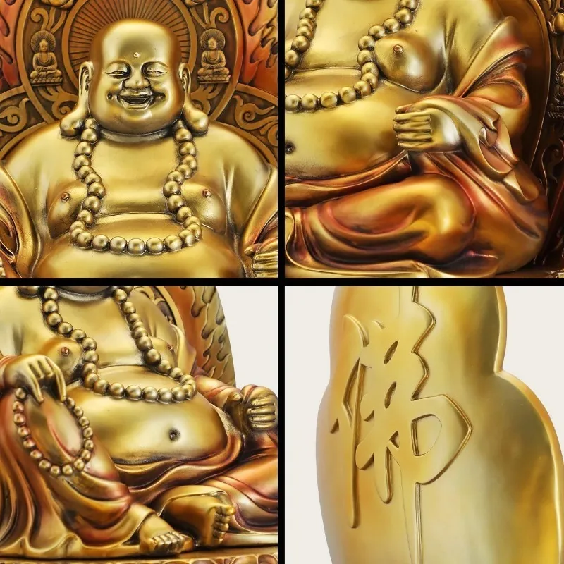 Maitreya Buddha Ornaments Attract Wealth Belly Laughs Buddha God Golden Shop Company Front Desk Living Room Opening Gift