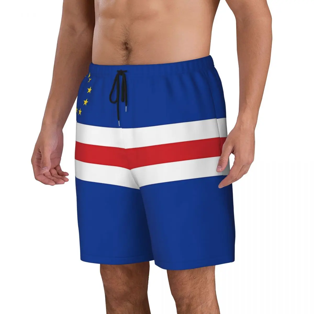 Men Board Shorts Cape Verde Flag Classic Swimming Trunks Fashion Printing Fast Dry Sports Trendy Plus Size Beach Short Pants