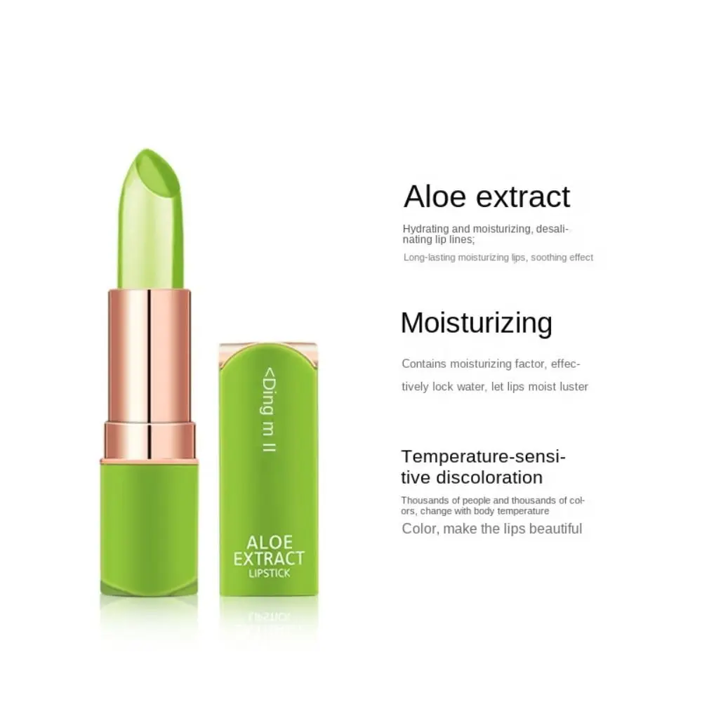 Brillo de labios hidratante portátil, lápiz labial descolorido de Aloe Vera Natural de larga duración, maquillaje cosmético