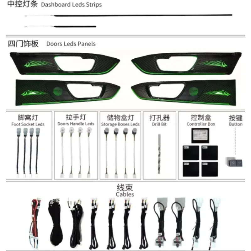 2019-2024 Crider/Envix App-Controlled Car Interior RGB Ambient Lighting Kit High Quality Compatible with Original 1:1 Car Mold