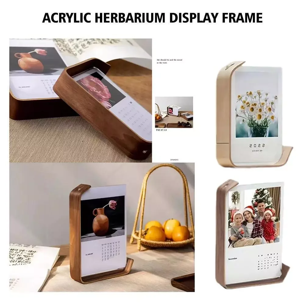 DIY6/7/8inch Crylic Wooden Photo Frame Herbarium Display Picture Frame With Hd Glass Sided Frame For Tabletop Display Home Decor