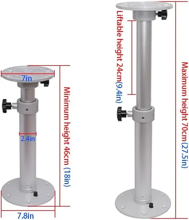 Adjustable Table Pedestal Detachable Table Base Stand Leg Base Mount Kit Compatible with Boat Yacht RV Motorhome Caravan