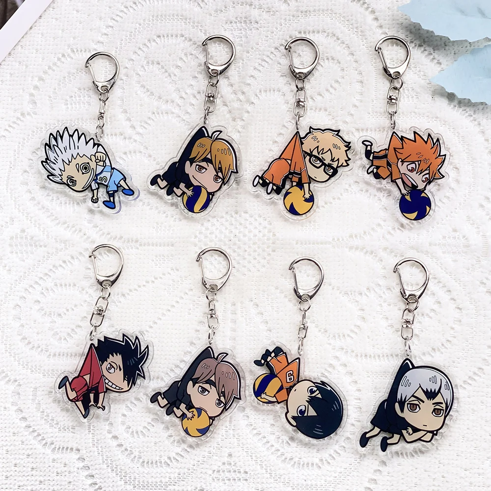 1/10PCS Anime Characters Haikyuu!! Acrylic Keychain Accessories Keyrings Friends Gifts Funny Bag Charms Cute Backpack Pendant