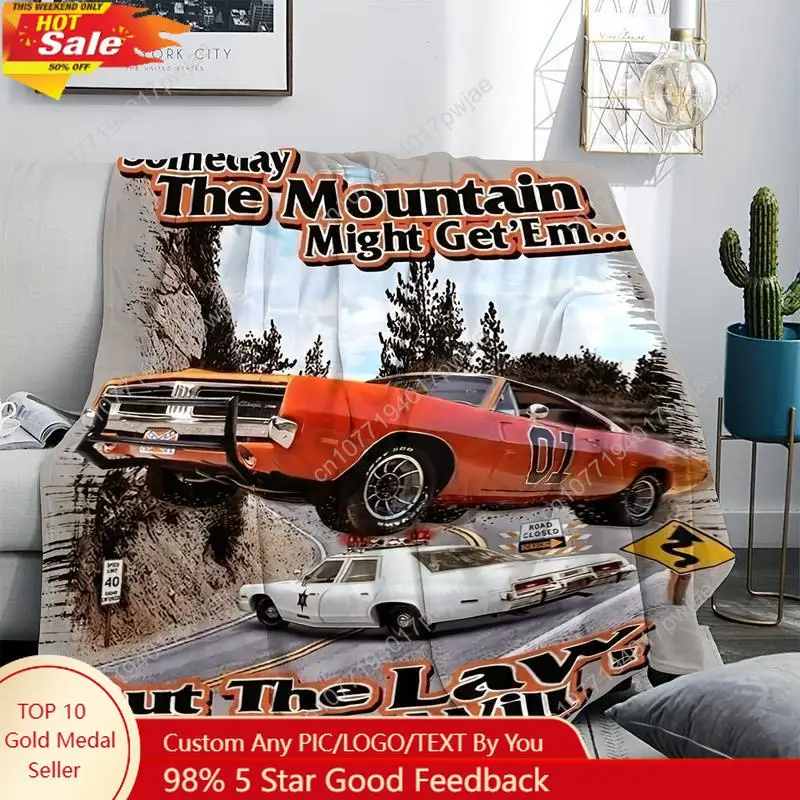 

Retro style car theme design flannel blanket - multi-purpose comfortable home indoor outdoor items for Custom blankets