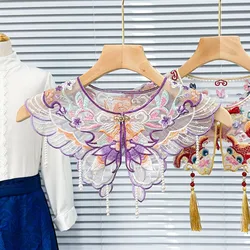 New Colorful Embroidery Hanfu Horse Face Skirt Collar Lace Up Shawl Fake Collar Cloak Fake False Collars Detachable Shirt