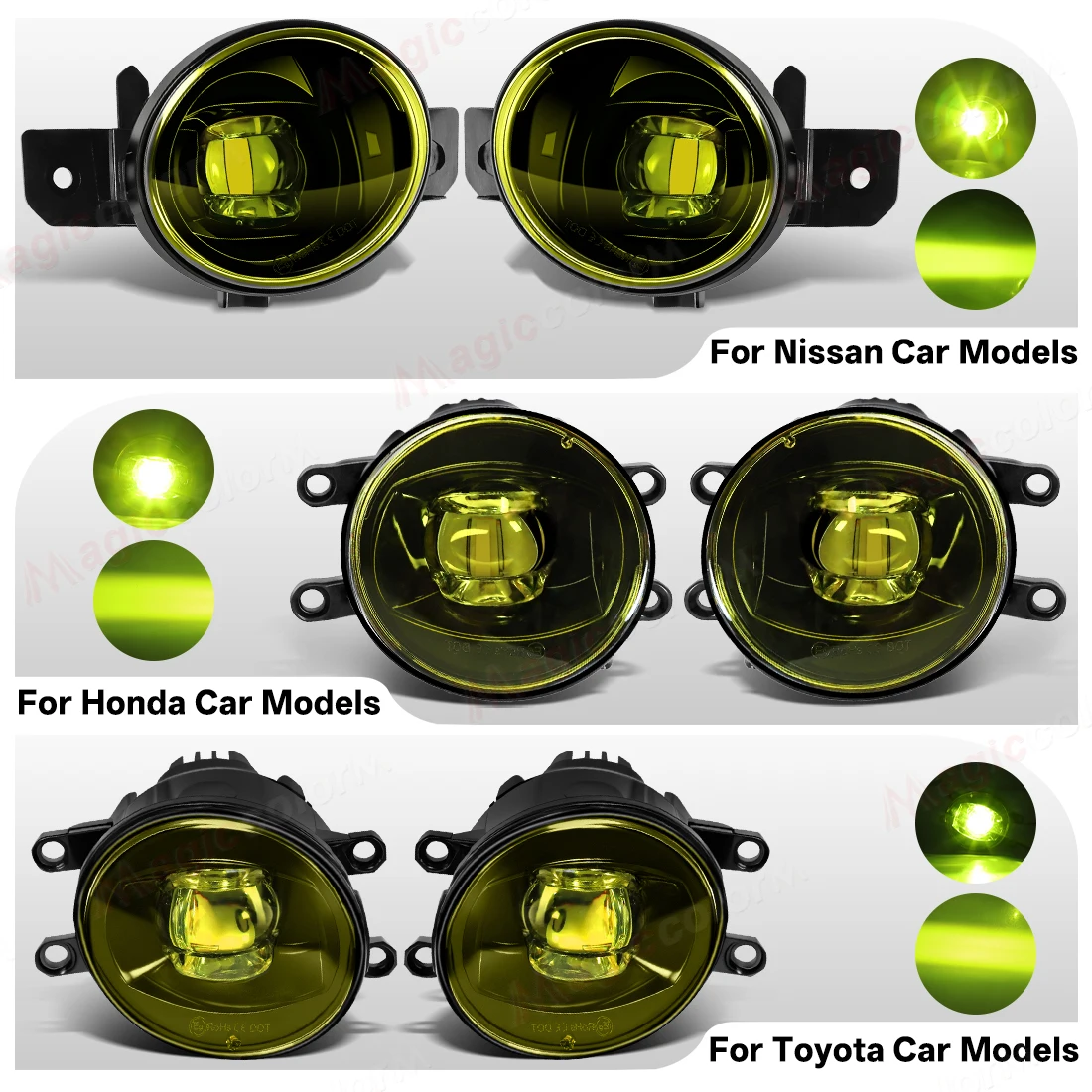

2 шт. 3,5-дюймовые автомобильные противотуманные фары для моделей Toyota, Nissan, Honda, Ford, Suzuki, Mitsubishi, таких как Corolla, Camry, RAV4, Civic, X-Trail, светодиодные, желтые