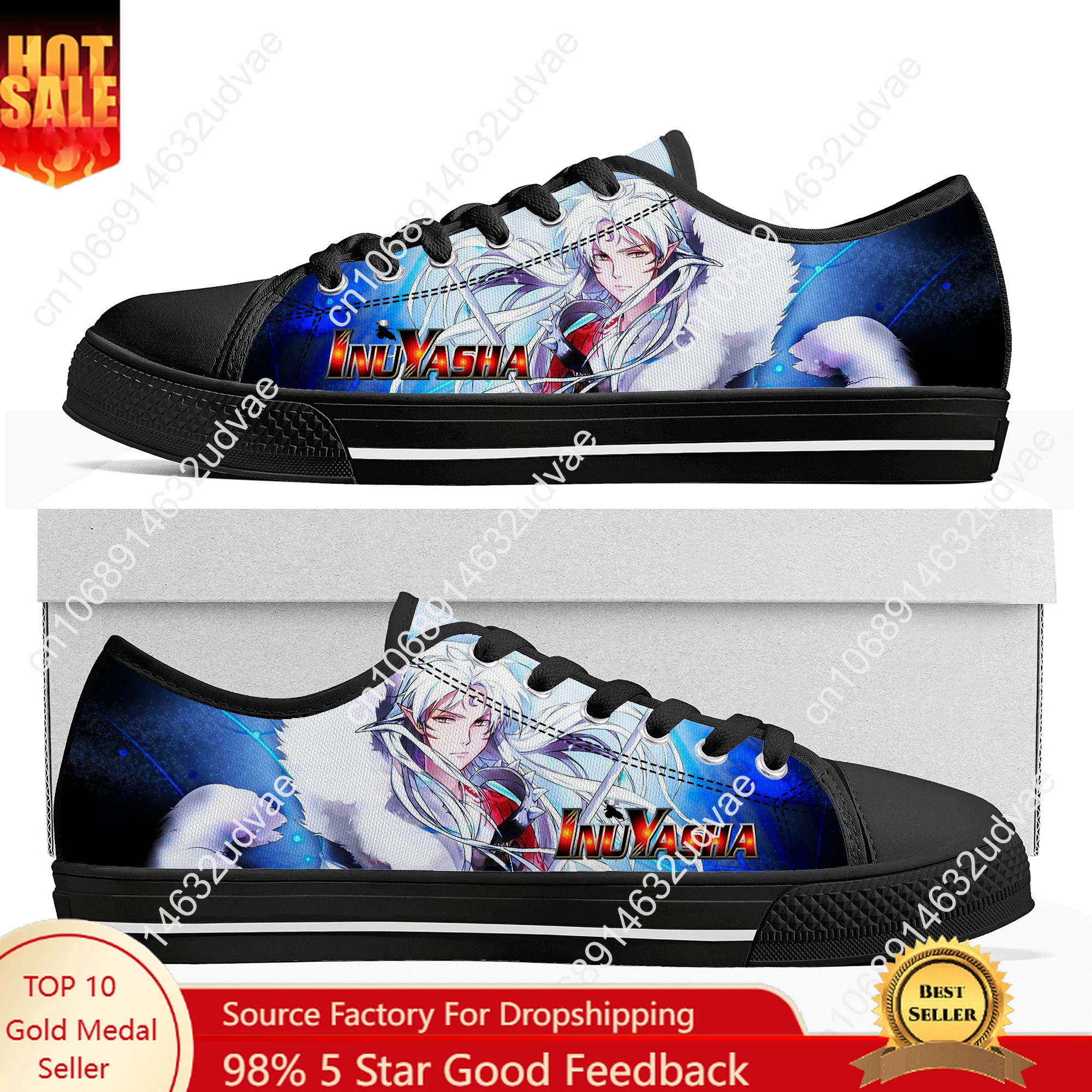 

Inuyasha Sesshomaru Low Top High Top Sneakers Mens Womens Teenager Canvas Sneaker 3D Print Casual Shoes Personalized Shoe