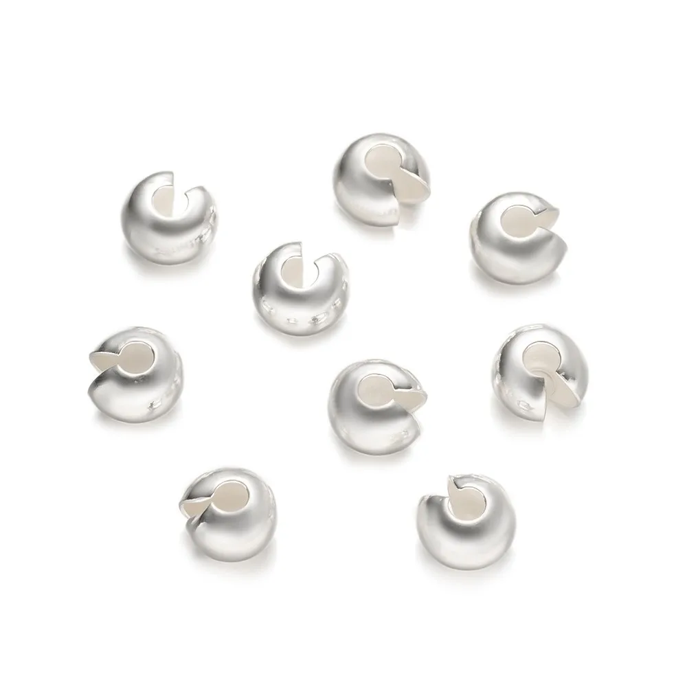 10Pcs 925 Sterling Silver Round Covers Crimp End Spacer Beads per collana fai da te bracciale creazione di gioielli forniture artigianali risultati