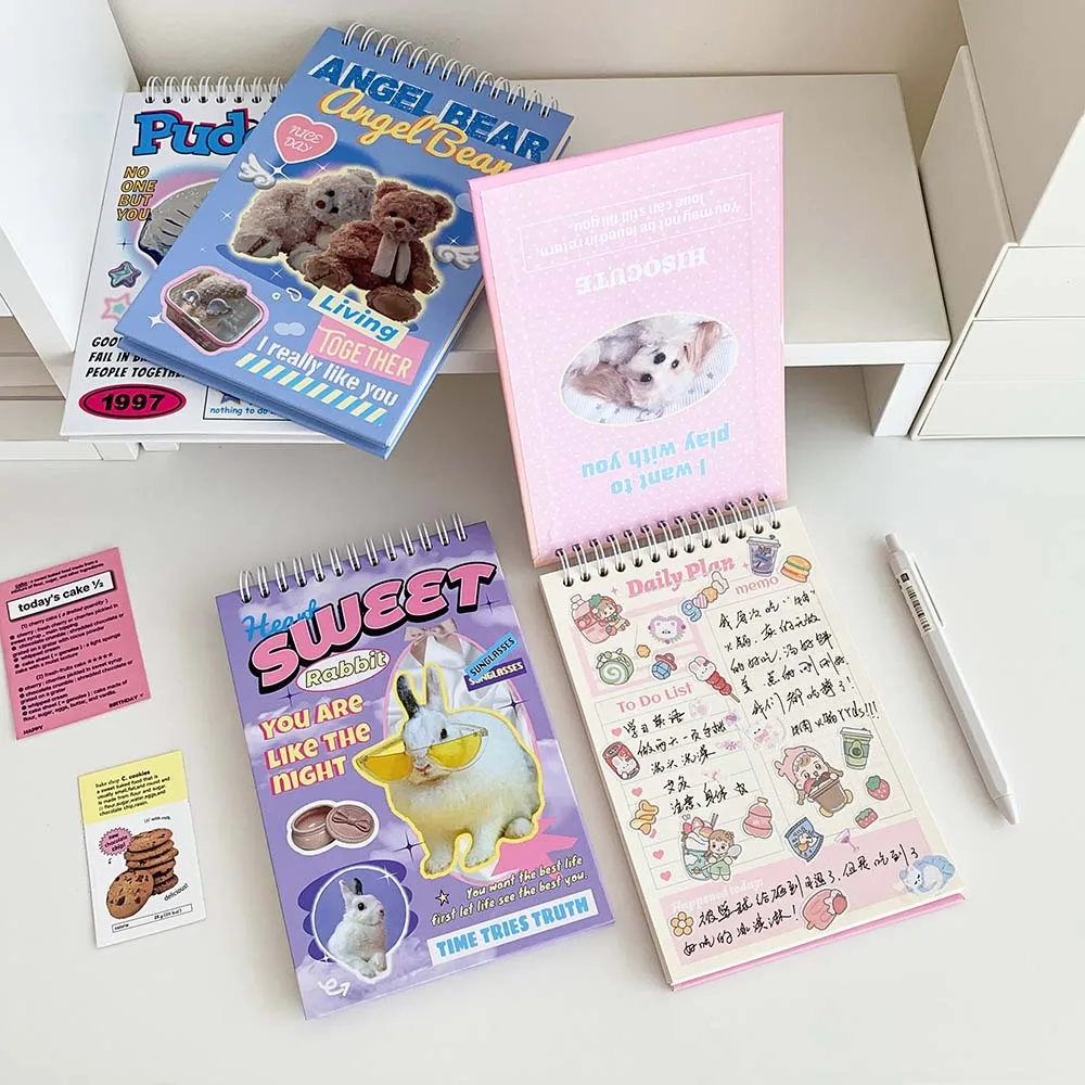 Cute Stationery Cartoon Coil Notebook Memo Pads Rollover Mini Notepad Dog Rabbit Paper Pocket Planner School