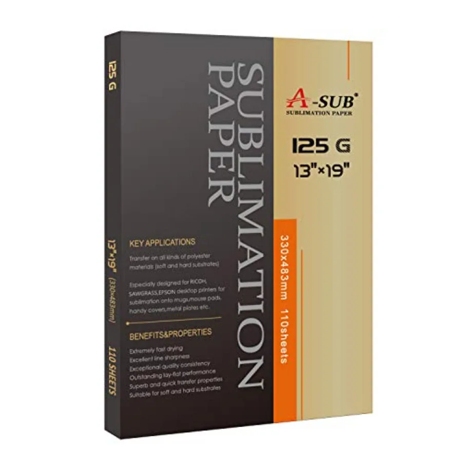 

Сублимационная бумага 13x19 дюймов, 110 листов, совместима только с сублимационным принтером и сублимационными чернилами, 125 г/м²