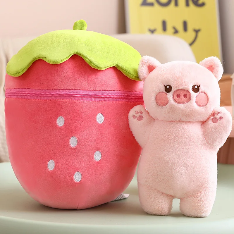 

Cute strawberry bunny strawberry pig doll children strawberry pig plush toys