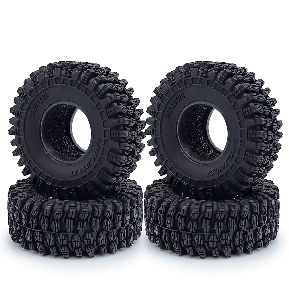 YEAHRUN 4PCS Soft Rubber Wheel Tires 24*58*22mm Rock Terrain for 1/18 1/24 RC Micro Crawler Car Axial SCX24 TRX4M AX24 Parts