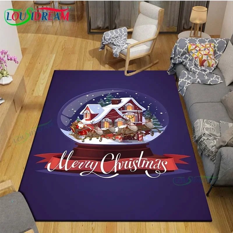 

Christmas Santa Claus Carpet Living Room Bedroom Carpet Balcony Bathroom Non-slip Door Mat Photography Props New Year's Gift