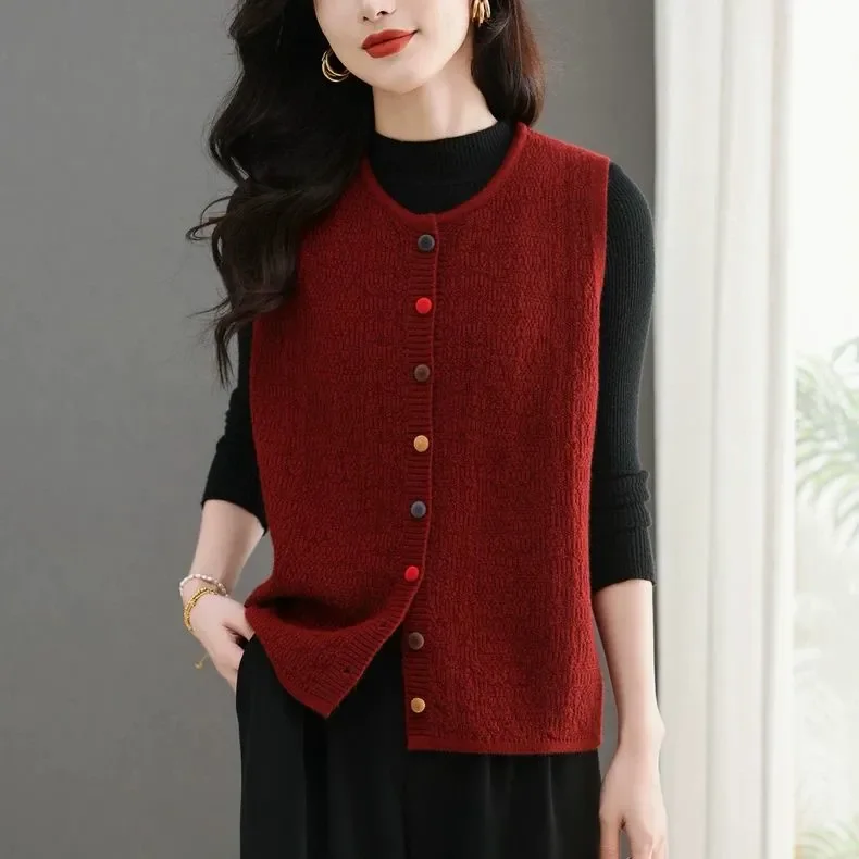 

Knitted Cardigan for Women in Spring Autumn New Style of Outer Wear Vest Loose Sweater Fashionable Horse Clip Jacket