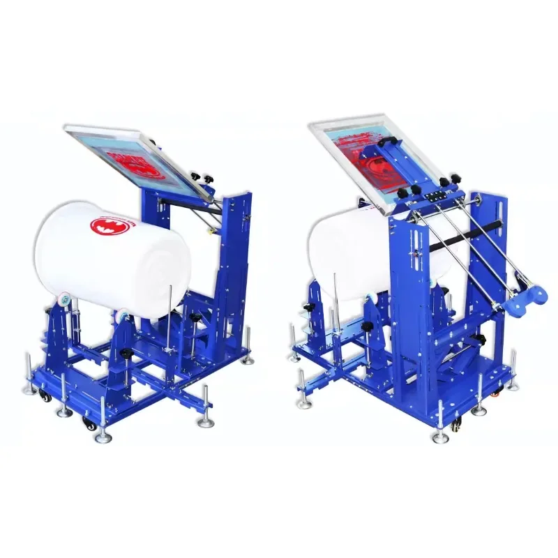 

Large round cylinder Cone plastic steel iron Stainless steel bucket drum manual curved silk screen printing machine