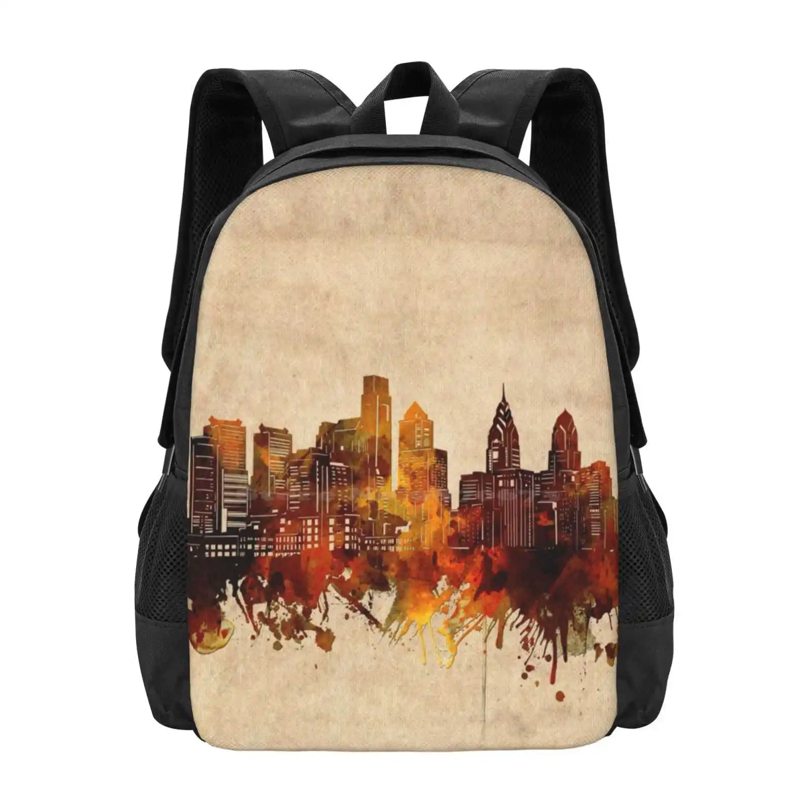 Philadelphia Skyline Vintage Hot Sale Schoolbag Backpack Fashion Bags Philadelphia Pennsylvania Philadelphia Skyline