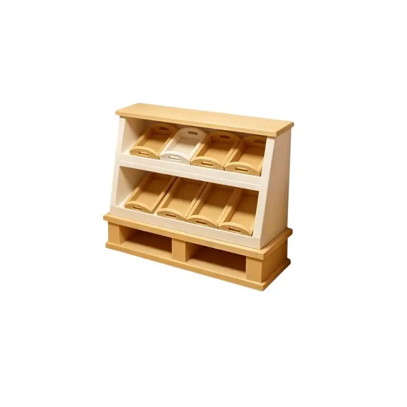 1Pcs 1 12 Dollhouse Cake Cabinet Storage Shelf Model with Mini Bread Rack for Miniature Kitchen Decoration