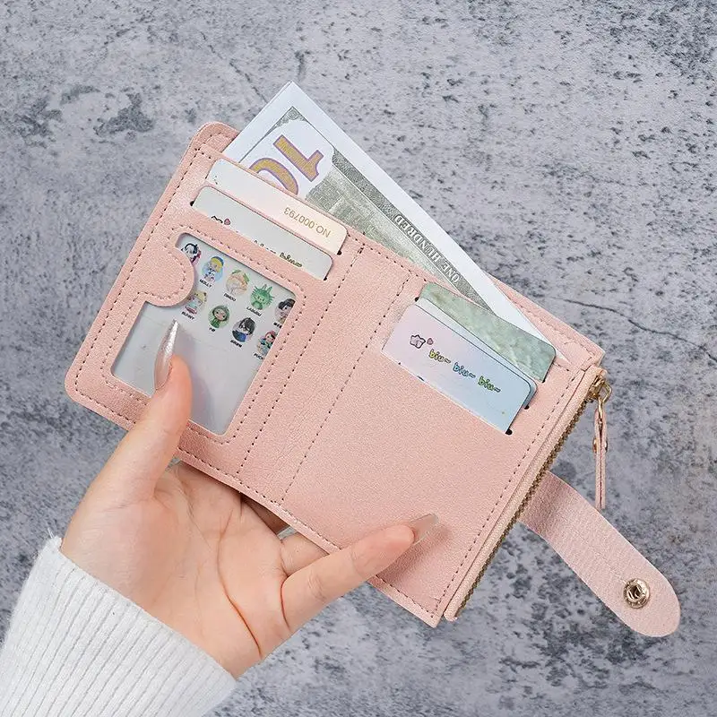Slim PU Leather Womens Wallet With Zipper Coin Pocket And Multiple Card Slots Perfect For Daily Carry Outdoor Shopping Travel