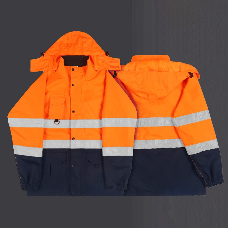 Winter Reflective Jacket Men for Work with Removable Linner Hi Vis Workwear Bomber Jacket Waterproof Cold-proof Windproof