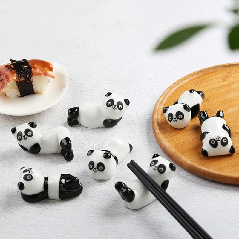 Panda bonito cerâmica rack pauzinhos suporte resto faca garfo titular estilo chinês talheres pauzinho resto ferramentas de cozinha para uso doméstico