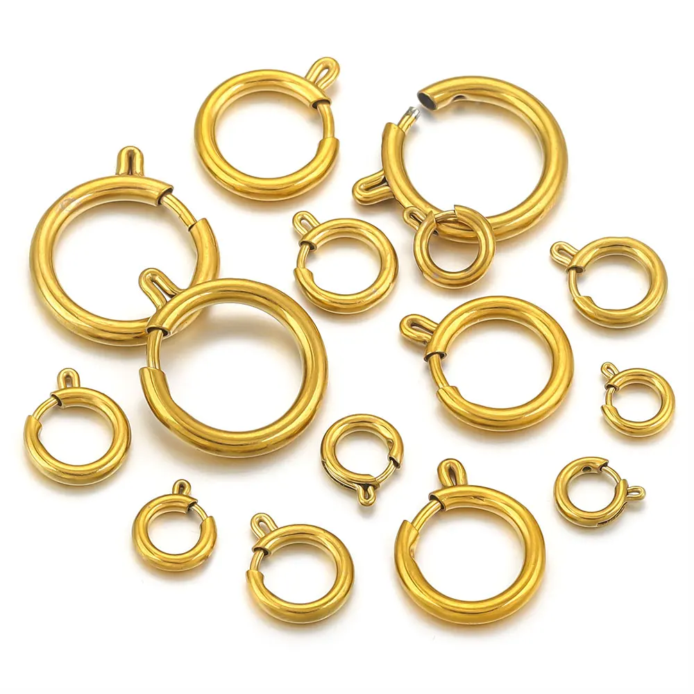 

10pcs 6/8/10/14/16/18mm Stainless Steel Slingshot Clasps Connector Gold Plated for DIY Necklace Bracelet Jewelry Making Material