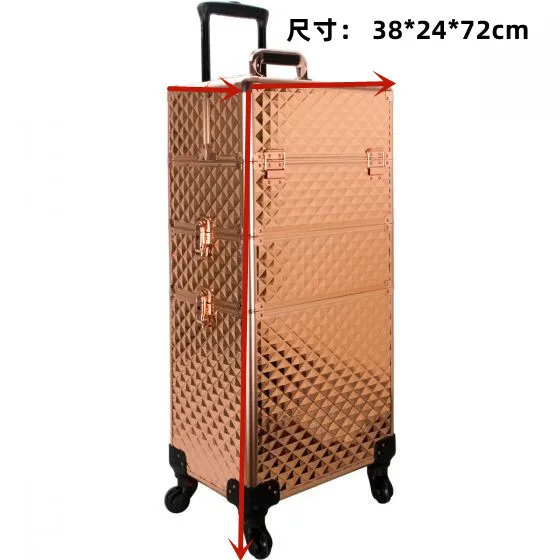 

Профессиональная косметичка на тележке, портативная косметичка большой емкости для макияжа, нейл-арт, вышивка узорми, волосы и красота