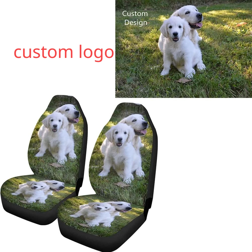 Customize Personalized Logo Auto Seat Covers 2 Pc Set Seat Protector Car Front Seat Mat Cushion for Cars Sedan SUV Truck