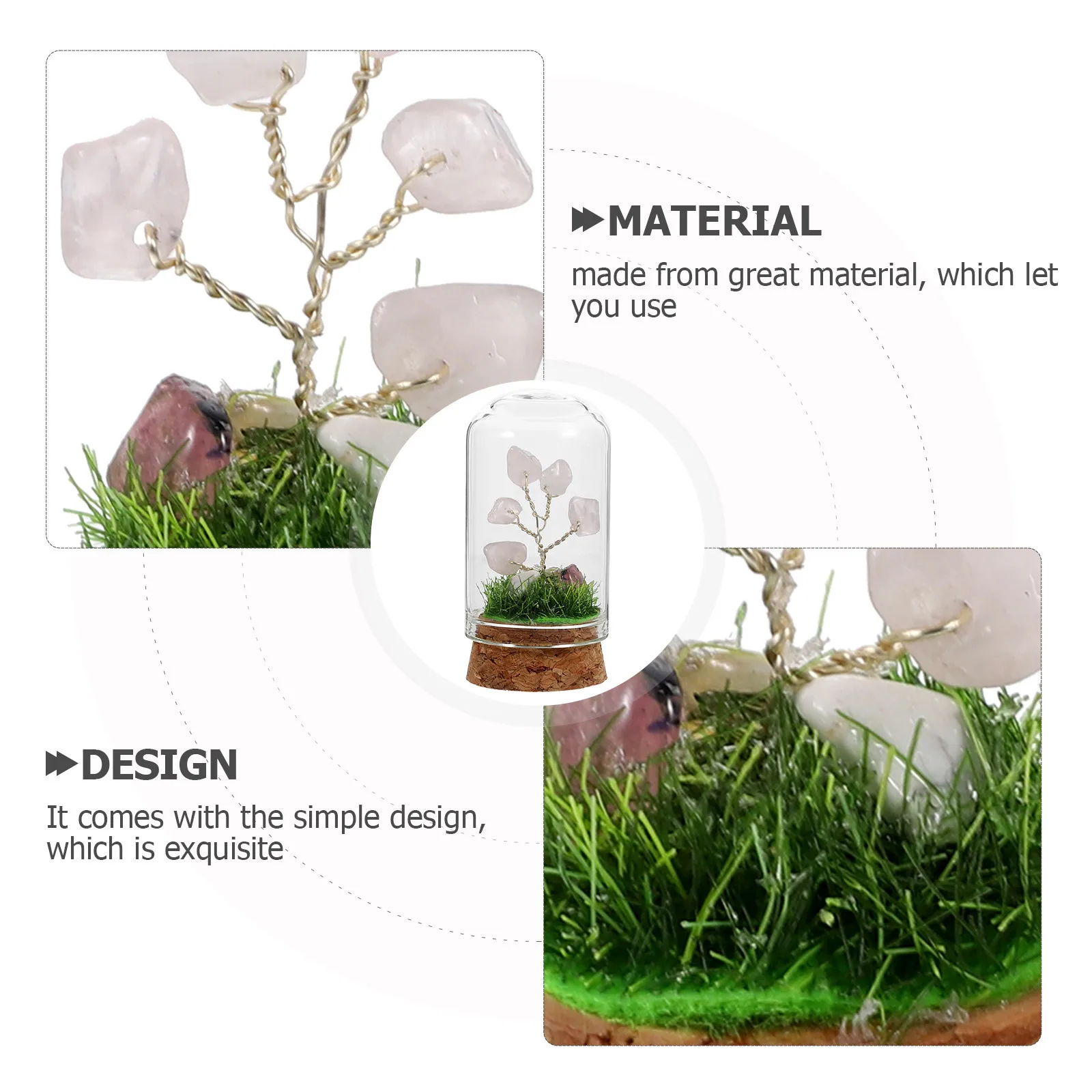 

Crystal Tree Decor with Glass Cover Elegant Desktop Ornament for Home Office Indoor Garden Luck Charm Decoration