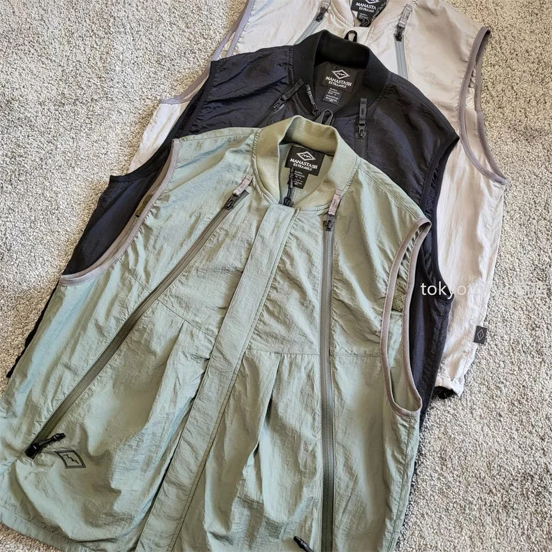 Japanese line advanced wrinkle technology quick-drying fabric built-in finishing pocket fishing mountaineering vest