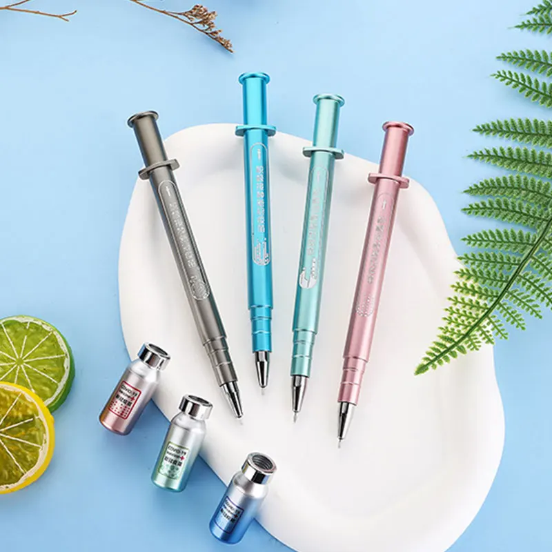 90Pcs Luminous Syringe Modelling Neutral Pen Gel Signature Pens Students Nurse Gift Stationery