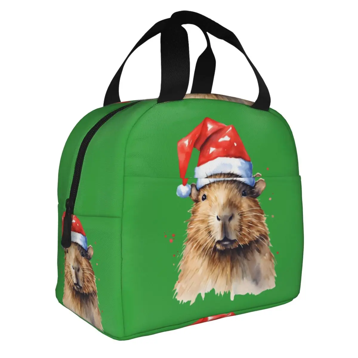 

С Рождеством из капибары, изолированные сумки для обеда, портативная многоразовая термосумка, сумка для обеда, рабочая дорожная сумка для еды