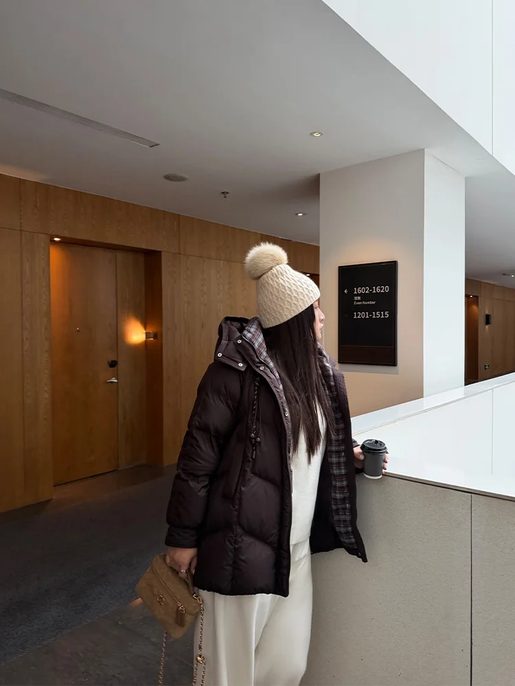 Slimming Effect down Jaet Large Size Women's Faionable Hooded Warmth Puffer Coat White Du Feather Loose Fit BaoLiXiaoXin