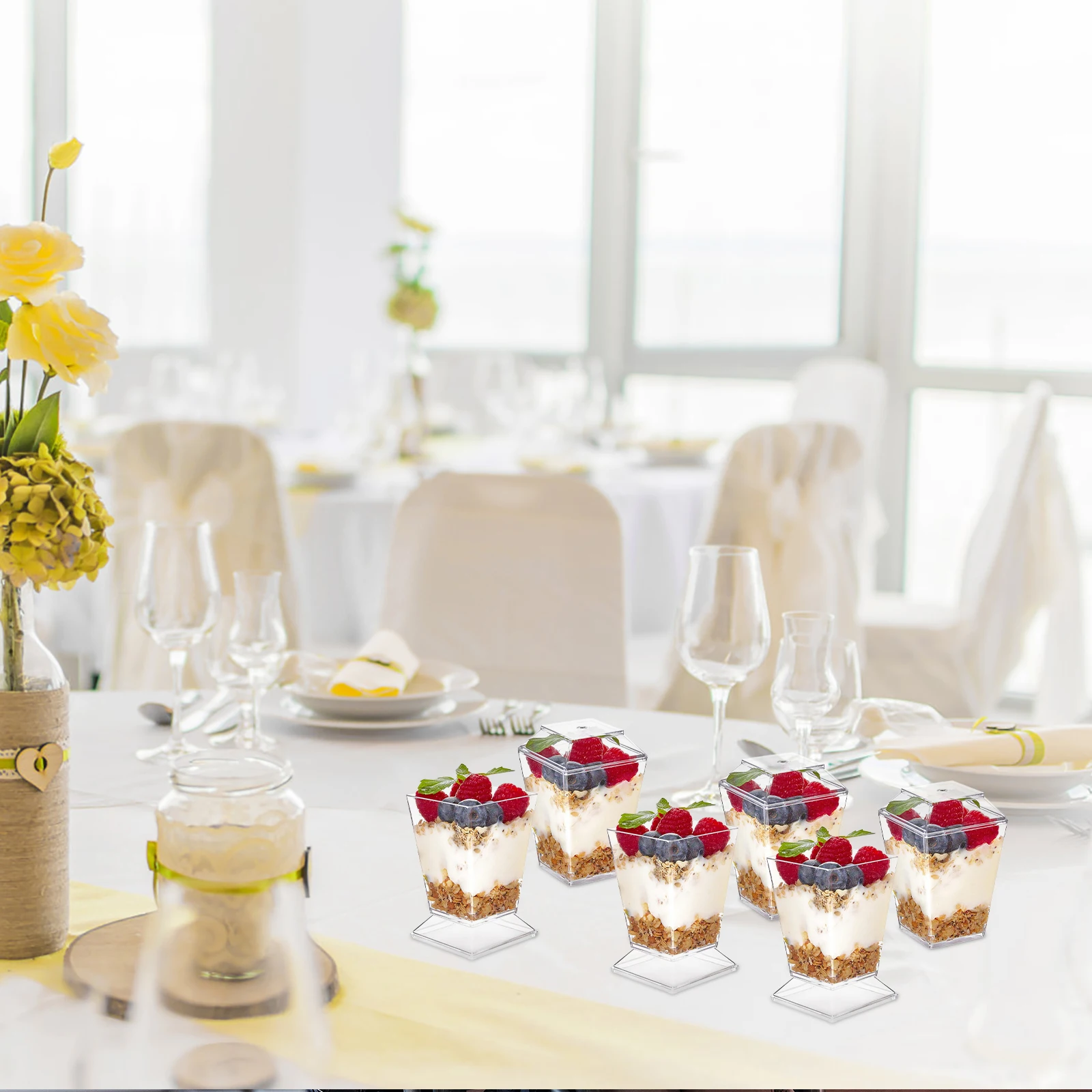 

1Set Clear Dessert Cups Lids Spoons Transparent Ice Cream Cake Pudding Mousse Serving Cups Party Accessories Mousse Cup