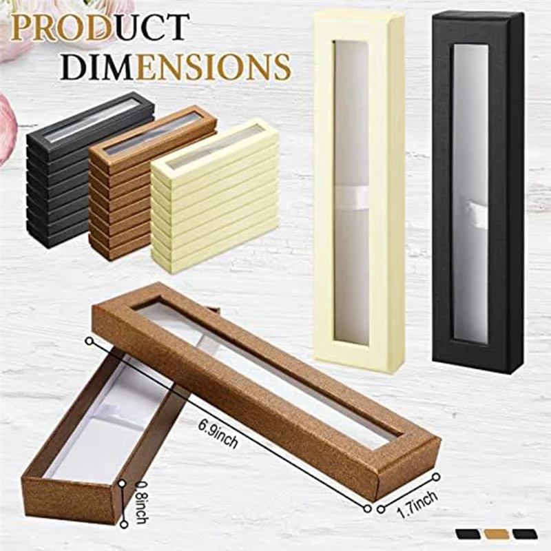 

Футляры для ручек, 24 шт., подарочная коробка для ручек, пустые футляры для ручек с прозрачной крышкой, дисплей для ручек для упаковки (черный, бежевый, бронза)